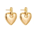 Elegantes pendientes de corazón bañados en oro de 14k con acabado metálico pulido - 14k / Dorado