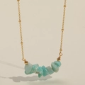 Minimalist 14k gold plated necklace with natural light blue irregular raw stones - 14k / Sky Blue