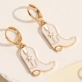Pendientes de bota de vaquero chapados en oro de 14k con acabado de esmalte blanco - Blanco