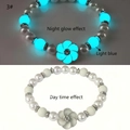 Luminous sunflower bracelet showing comparison between daylight look and night glow effect - 3# Luminous Blue Green