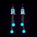 Luminous ghost earrings detail showing blue glow in the dark for Halloween - Ghost Blue Light