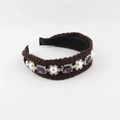 Vintage tweed haarklem met paarse edelstenen en parels in een barokke stijl - Donkere Koffie (C)