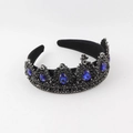 Corona de novia barroca con cristales azules y adornos de diamantes negros - Diamantes de Imitación Azules