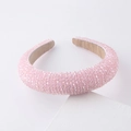 Close-up of light pink padded headband with faceted beads and anti-slip lining - Pink Crystal