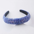 Detail of blue crystal beaded wide headband with high-density faceted rhinestones and velvet - Blue Crystal