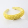 Detail of yellow crystal beaded sponge headband with faceted beads on padded base - Bright Yellow Style (E)