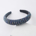 Close-up of iridescent colorful crystal beads on a wide padded headband for women - Iridescent Gradient Style (B)