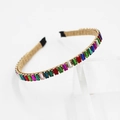 Cerchietto barocco con strass arcobaleno e finiture dorate accessorio moda donna - Colorato