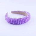 Fashionable purple sponge headband with crystal beads and velvet lining for women - Purple