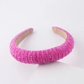 Close-up of pink crystal beads on wide sponge headband with luxury pearl texture - Deep Pink Style (L)