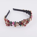 Cerchietto barocco da donna con strass multicolore e decorazioni di rose in metallo - Colorato