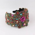 Cerchietto barocco largo con cristalli colorati e bordi smerlati per signora - Barocco Strass Multicolore (A)