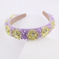Fashion crystal flower headband with purple beads and yellow petals for women - Purple