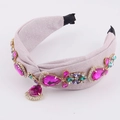 Serre-tête chic à strass avec tissu pailleté lilas et pierres précieuses colorées - Lavande (B)