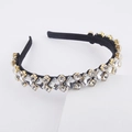 Elegante cerchietto nero in velluto con strass geometrici scintillanti per cerimonie - Bianco