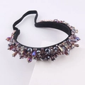 Baroque headband with purple crystal beads and rhinestones on a black wide frame - Burgundy