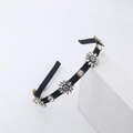 Elegante cerchietto nero con strass a fiocco di neve e dettagli di gocce di cristallo - Stile Floreale con Strass Neri