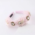 Baroque pink padded headband with rhinestone crystals, pearls and fabric roses - Pink