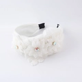 Diadema de moda hecha a mano con flores de cuentas blancas y brillantes de imitación - Blanco