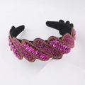 Diadema barroca con diamantes de imitación fucsia y diseño de ondas sobre terciopelo - rosa intenso