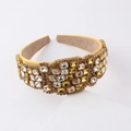 Baroque style wide headband with sparkling yellow and champagne crystals for women - Yellow Multicolor Rhinestone (A)