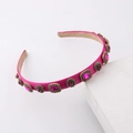 Elegante cerchietto rosso rosa con pietre preziose rosa e pizzo metallico dorato - Rosso Rosa