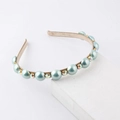 Diadema fina verde menta con perlas y diamantes de imitación brillantes para mujer - verde claro