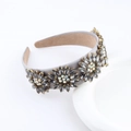 Luxurious Baroque headband with grey satin and colorful rhinestones at a 45-degree angle - Grey Satin Style (C)