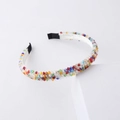 Rainbow multicolored crystal beaded headband with sparkling hand-woven finish for women - Rainbow