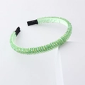 Detail of light green crystal beaded headband with satin lining and non-slip end tips - Light Green