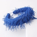 Fashionable royal blue sponge tassel headband with fringe details and woven mesh texture - Royal Blue (A)