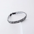 Detail of beaded headband featuring shiny silver-grey crystals and a soft satin lining - Silver Gray