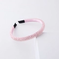 Detail of pink crystal beaded headband with satin lining and protective black tips - Pink