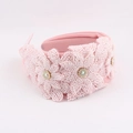 Detail of pink handmade beaded flower headband with sparkling colorful rhinestones - Pink Style (F)