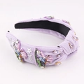 Lavender knotted headband with rhinestones, silver stars and sequins on white background - Light Purple (Star)