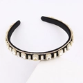 Luxury black velvet headband with sparkling rhinestone embellishments for women - Black