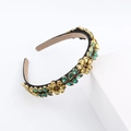 Diadema de estilo barroco con pedrería verde esmeralda y ámbar en diseño floral - Estilo Floral Esmeralda Y Ámbar (A)