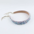 Diadema barroca de moda con diamantes de imitación coloridos y borlas de plata - Estilo Azul Púrpura AB (C)