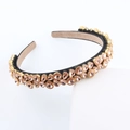 Detail of honey pink rhinestones on a gold setting Alice band with black fabric padding - Honey Pink Style (G)