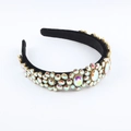 Luxury Baroque headband featuring colorful AB rhinestones on a black velvet base - AB Color (A)