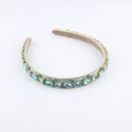 Diadema de moda con cristales azul claro sobre base de metal dorado elegante - Azul Cielo