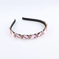Elegante cerchietto sottile con cristalli rosa incastonati in oro su base nera - Rosa (B)