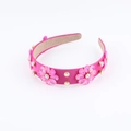 Fashionable pink crystal flower headband with colorful rhinestones for women - Rose Red