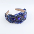 Macro shot of blue rhinestones and gold metal base on a baroque headband detail - Sapphire Blue Style (D)