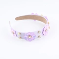 Fashionable purple crystal floral headband with rhinestones for elegant women's party wear - Light Purple