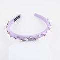 Eleganter helllilana Stirnband mit Strasssteinen, Perlen und handgefertigtem Stoff - Hellviolett