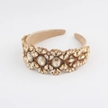 Close-up of luxury wide headband featuring champagne crystals and floral patterns - Champagne Gold (E)