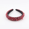 Cerchietto di velluto di lusso con cristalli rossi e pendenti a goccia eleganti - Stile Rosso (A)