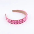 Modisches rosa gepolstertes Stirnband mit glänzenden Kristallen und Strasssteinen - Rosa