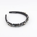 Handmade Baroque headband with luxury crystals and rhinestones on black velvet - Black